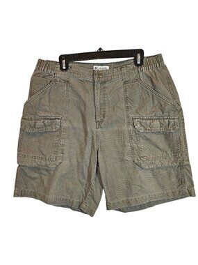Columbia Mens L Cargo Shorts Olive Elastic sides Cotton Outdoor Hiking gorpcore